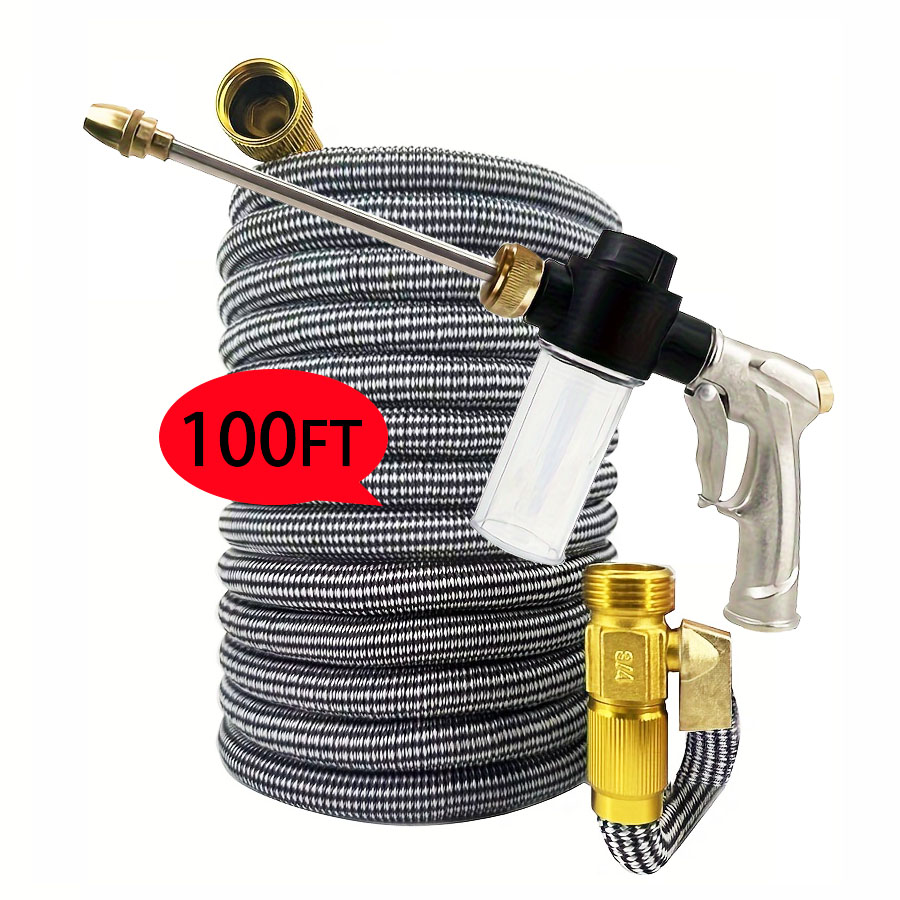 Flexible Hose Braided - 高品質拡張式ガーデンホース、柔軟な高圧ノズルスプレー洗浄ガン付き、車洗い用、耐久性のある屋外用ウォーターホース