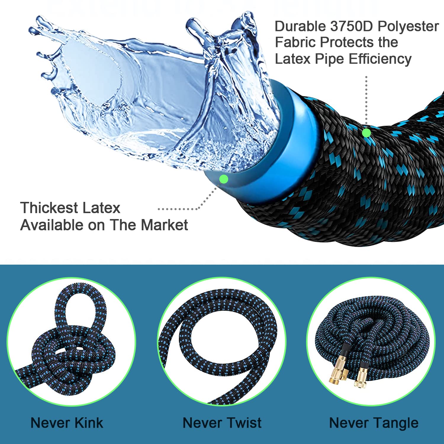 伸縮性のあるガーデンウォーターホース,75フィート,10機能 - Flexible Hose Braided のレビューと価格