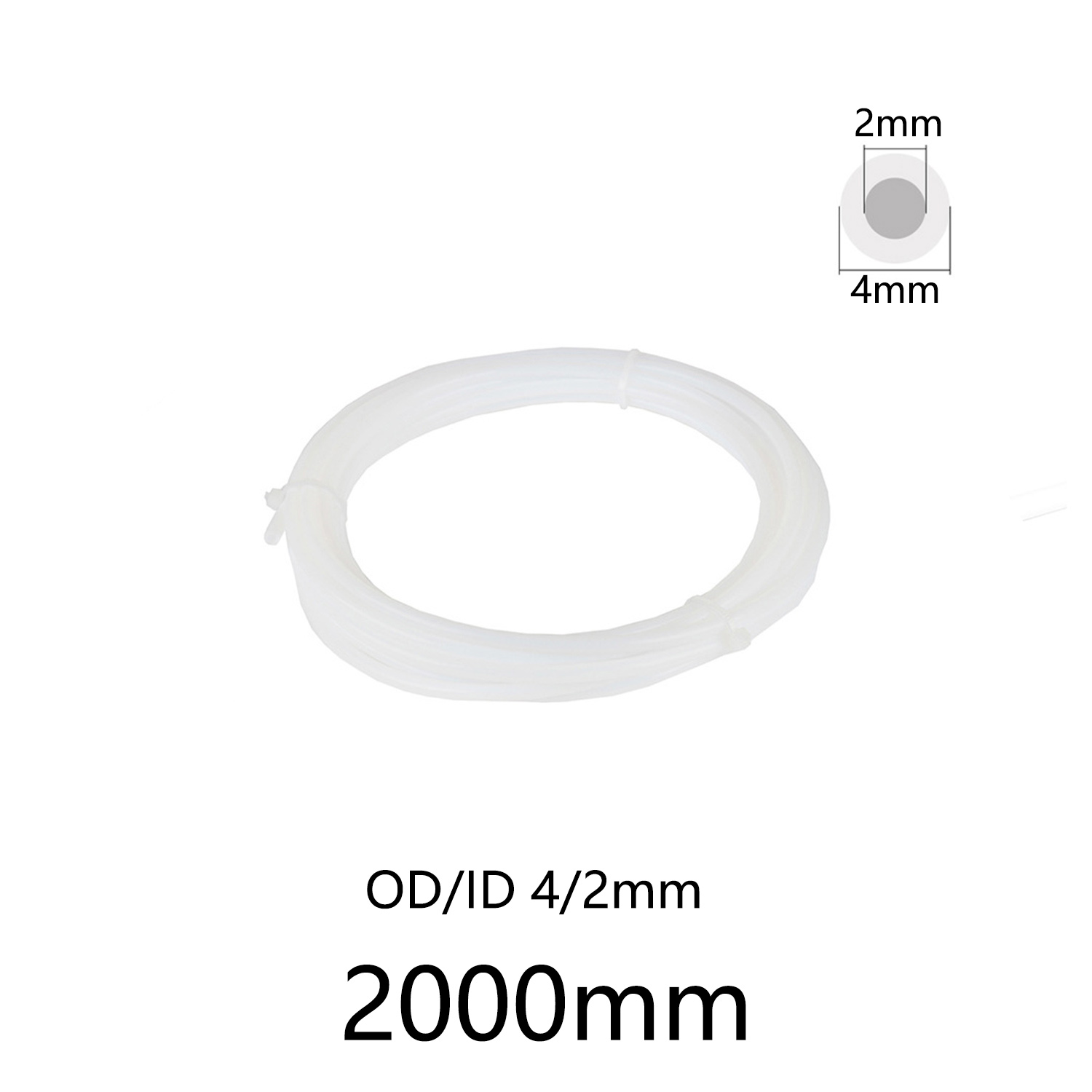 PTFEチューブ 1本、外径4mm、内径2mm、長さ2000 - Ptfe Tape Thread のレビューと価格